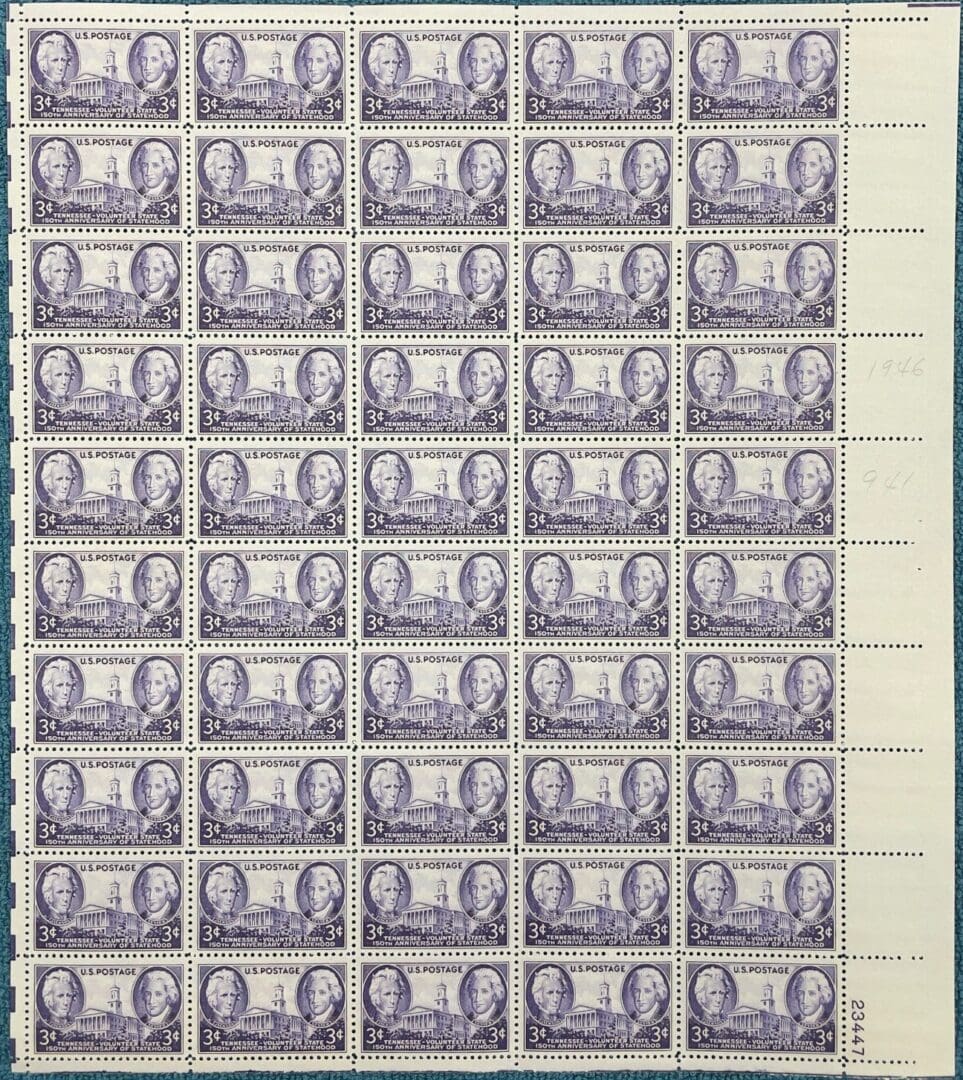 Scott# 941 "TENNESSEE 150 YEAR ANNIVERSARY" MNH FULL SHEET (50)