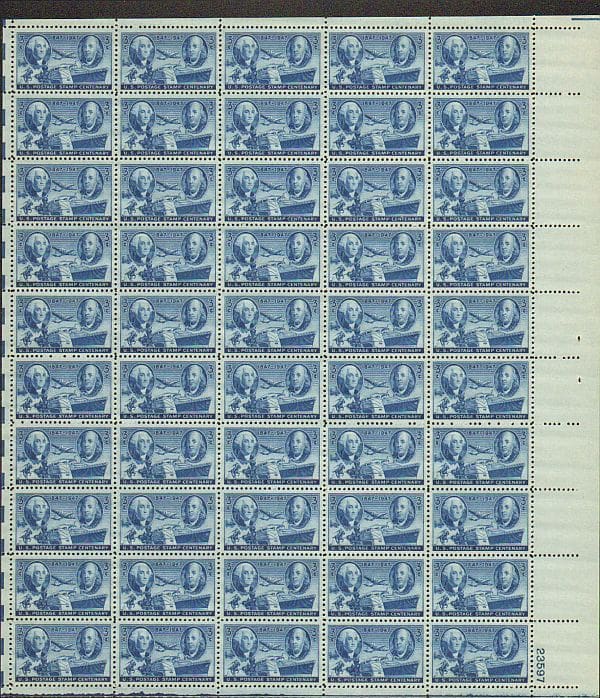 Scott# 947 "POSTAGE STAMP CENTENARY" MNH FULL SHEET (50)
