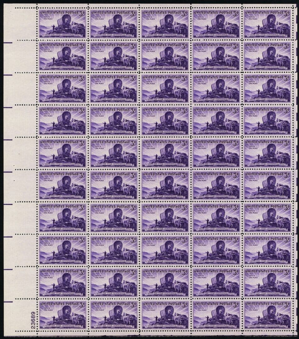 Scott# 950 "UTAH CENTENNIAL" MNH FULL SHEET (50) NICELY CENTERED